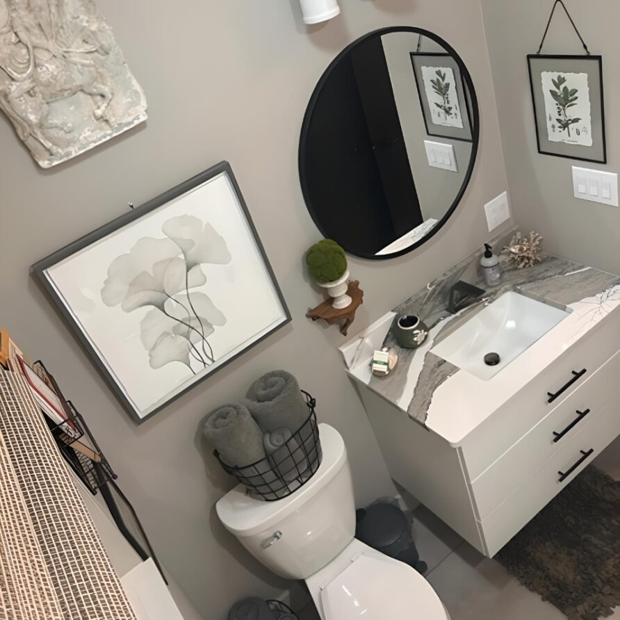 Bathroom in Luxury Cabin in southern Illinois Carbondale near Giant City and Shawnee forest. bathroom with washer and dryer laundry area